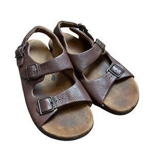 SAS Brown Leather Suede Open Toe Strap Sandals Size 11 Women